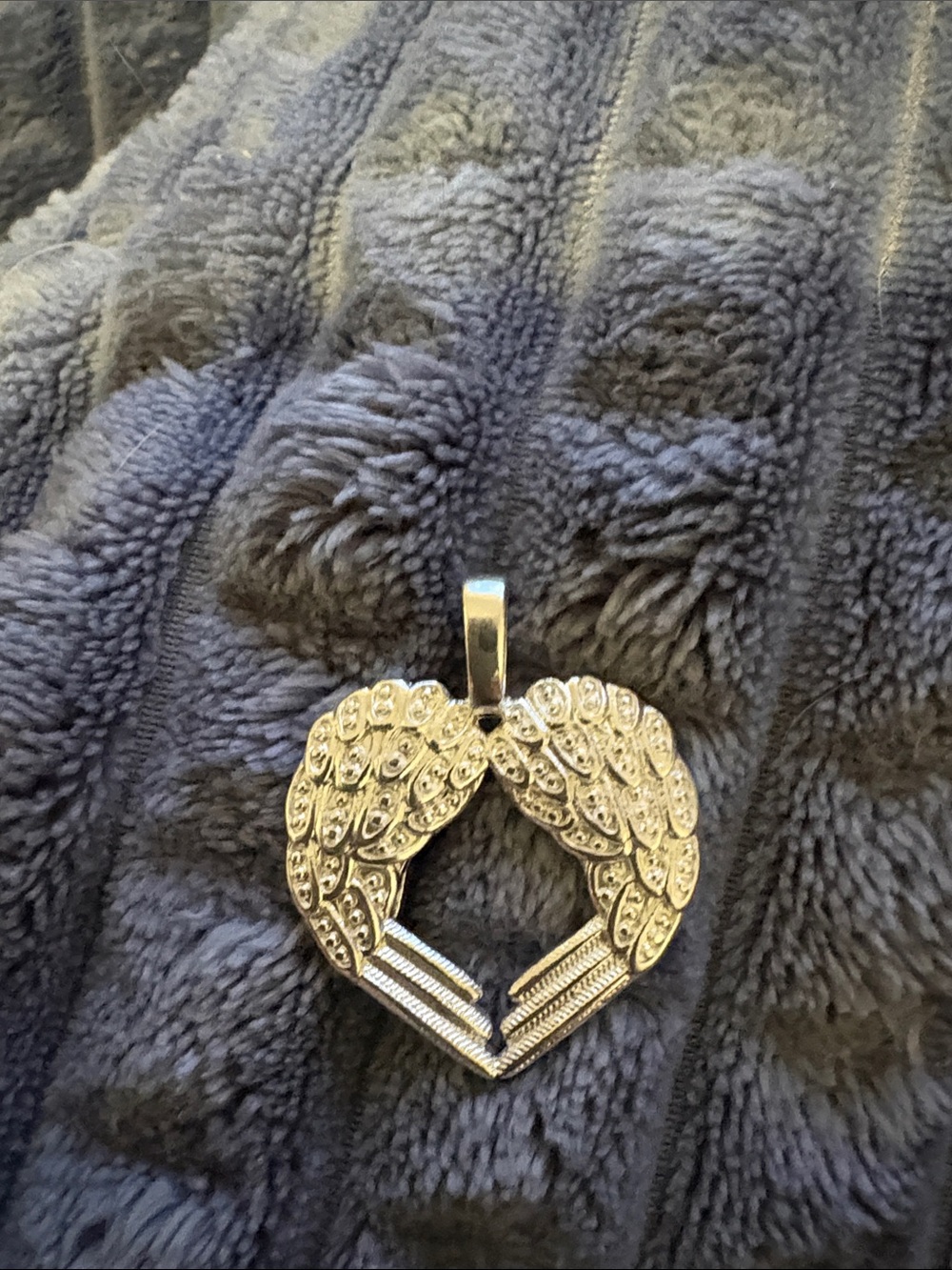 Silver Angel Wings Heart Pendant Necklace Charm